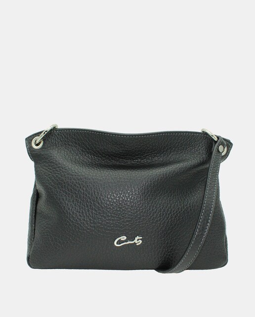 Bandolera de piel granulada en negro con logo metálico · Cats · El Corte  Inglés