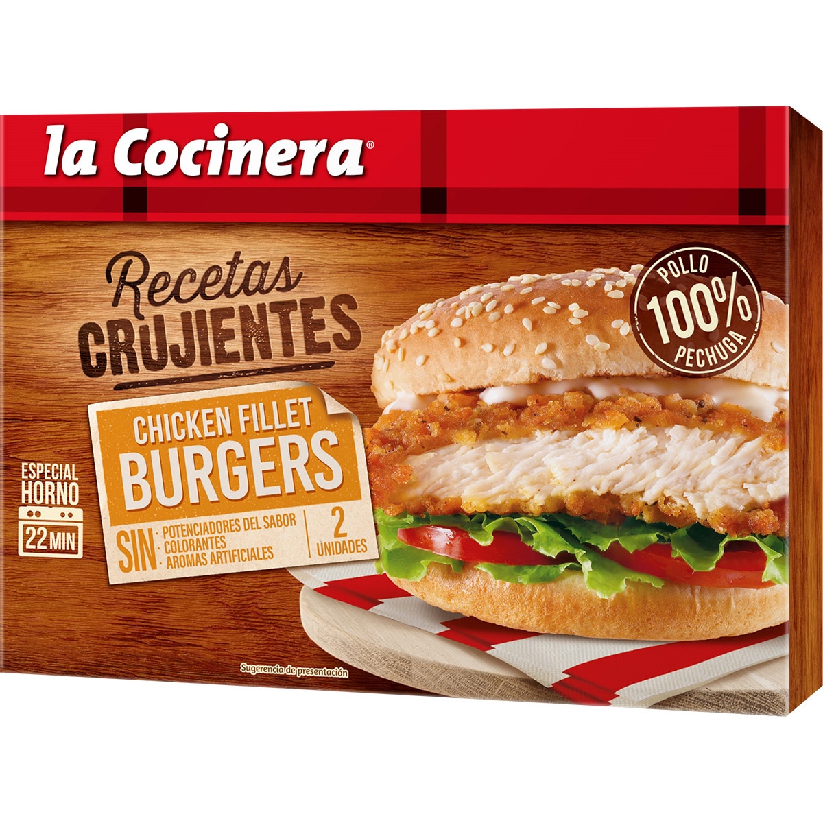 Recetas Crujientes pechuga de pollo para burguers 2 unidades estuche 227 g