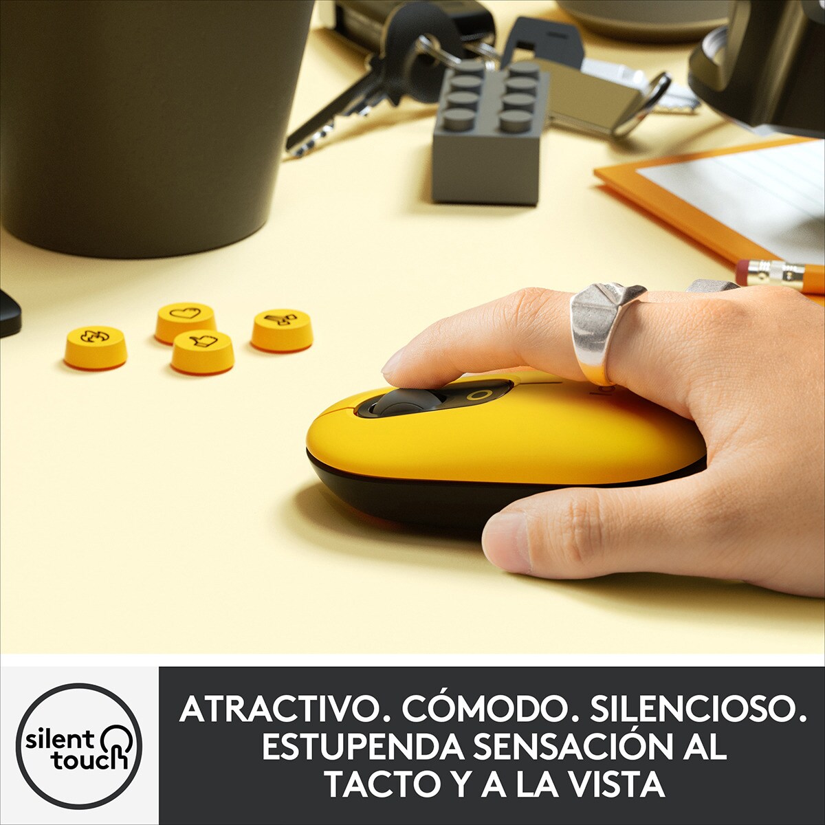 Rato Ótico sem Fios Logitech Pop Mouse Blast - Amarelo Amarelo-4