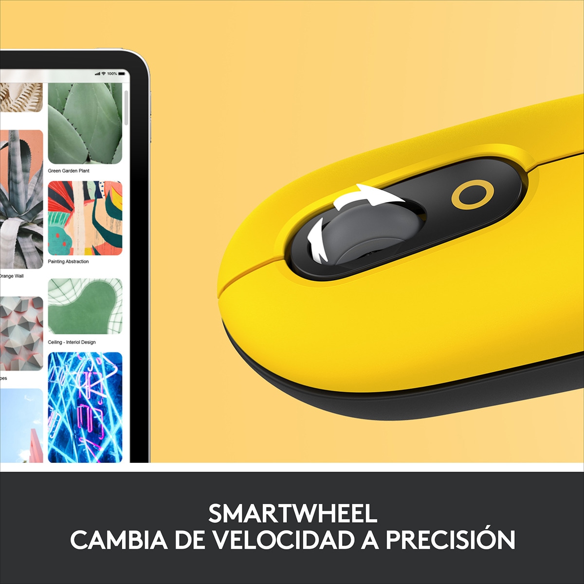Rato Ótico sem Fios Logitech Pop Mouse Blast - Amarelo Amarelo-5