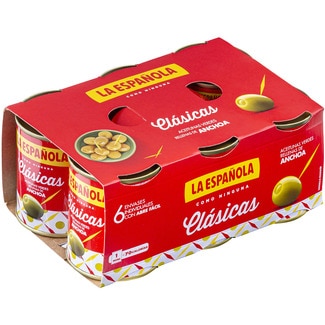 aceitunas rellenas de anchoa Clásicas pack 6 lata 50 g neto escurrido - La Española