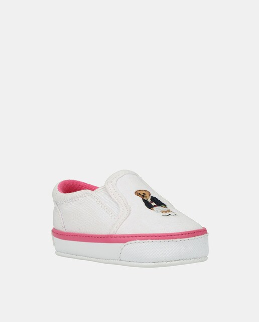 Zapatillas de lona de bebé niña en blanco con logotipo · Polo Ralph Lauren  · El Corte Inglés