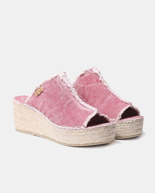 Alpargatas de cuña de mujer en color rosa con detalles deshilachados · Toni  Pons · El Corte Inglés