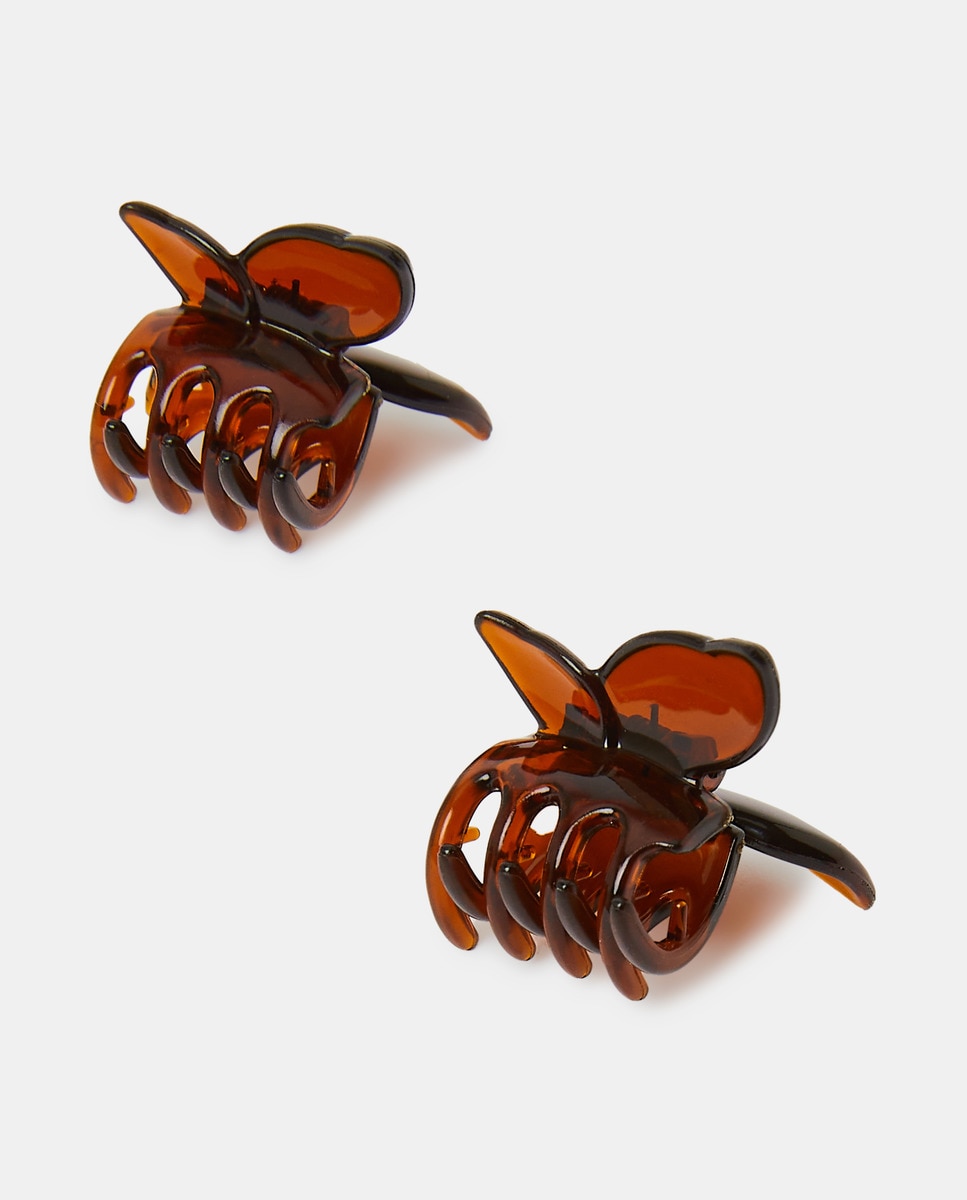 Pack de duas molas com borboleta Castanho-1