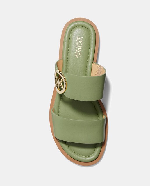 Sandalias planas de mujer con doble tira y aplique metálico con logotipo · Michael  Michael Kors · El Corte Inglés
