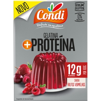 Gelatina + Proteína sabor Frutos Vermelhos Zero Açúcar sem Glúten embalagem 80 g - Condi