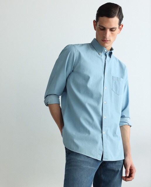 Camisa vaquera azul de hombre classic lisa · Emidio Tucci · El Corte Inglés