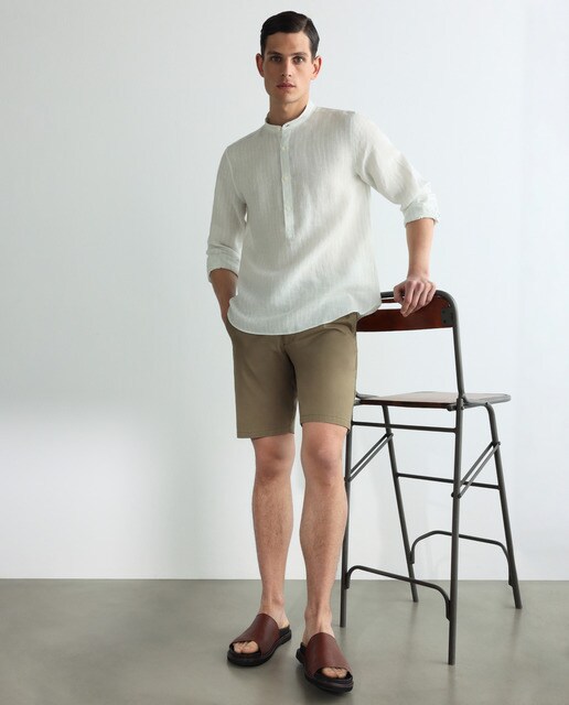 Camisa polera de lino verde de hombre regular de rayas · Emidio Tucci · El  Corte Inglés