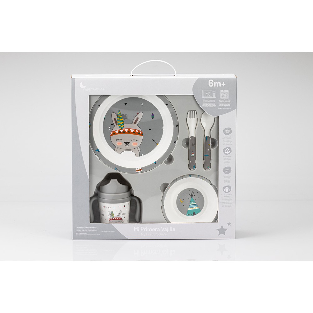 Vajilla 5 piezas Interbaby Indio gris Gris-5
