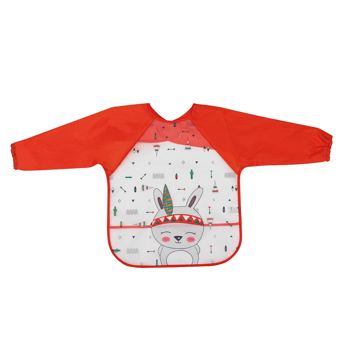 Babero estampado Interbaby con mangas rojo Rojo-1