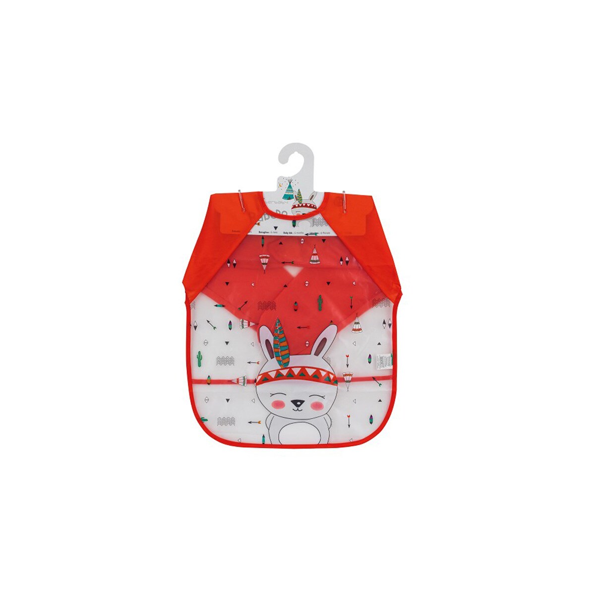 Babero estampado Interbaby con mangas rojo Rojo-3