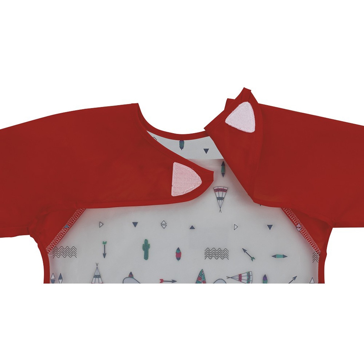 Babero estampado Interbaby con mangas rojo Rojo-2