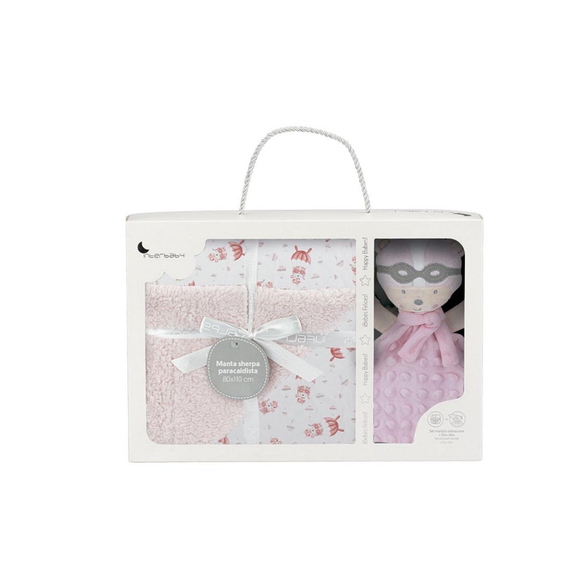 Imagen 0 de Manta Interbaby con borreguillo + dou dou paracaidista rosa