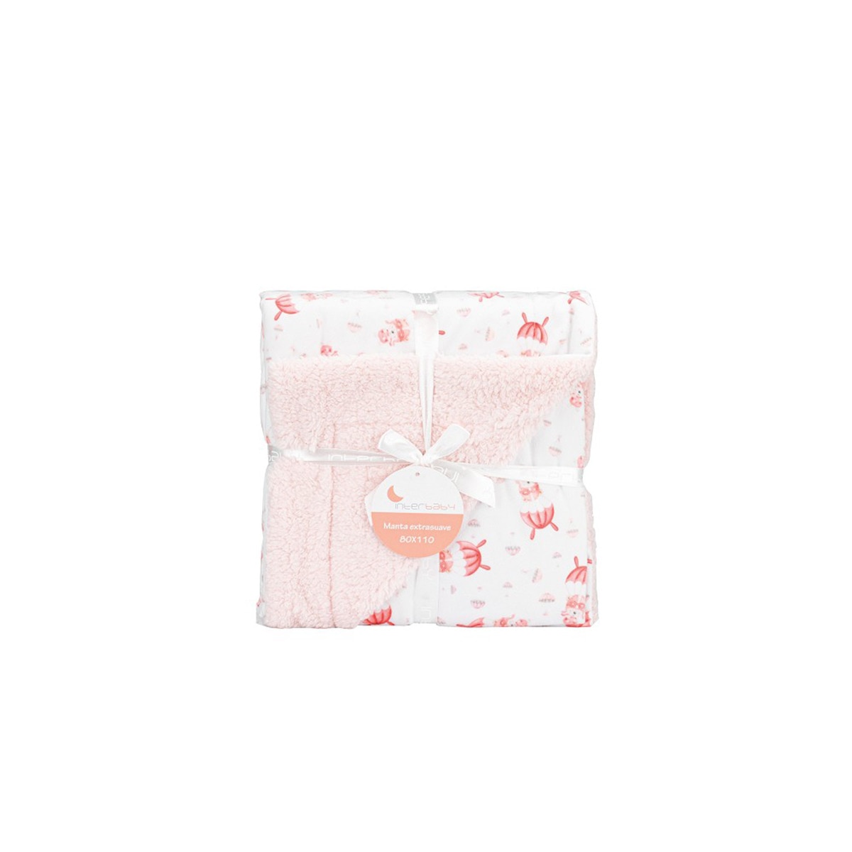 Manta Interbaby con borreguillo + dou dou paracaidista rosa Rosa-2
