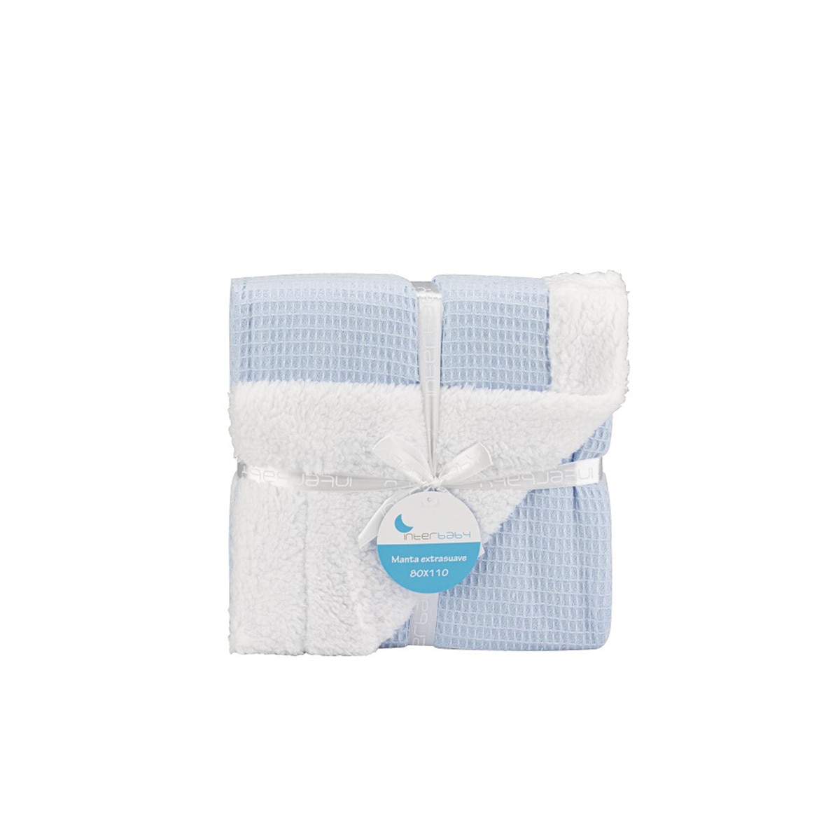 Imagen 0 de Manta Interbaby nido de abeja con borreguillo azul