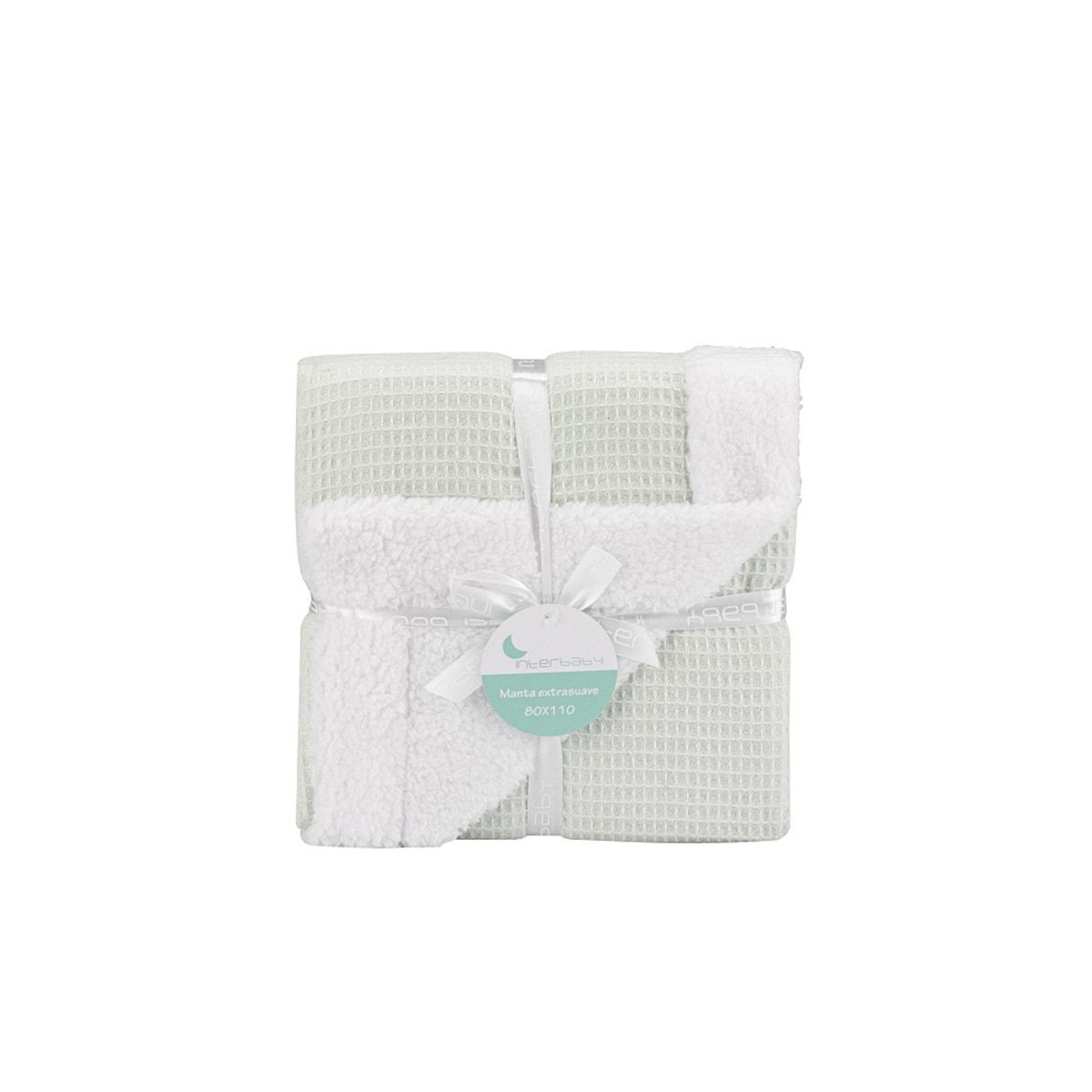 Imagen 0 de Manta Interbaby nido de abeja con borreguillo menta