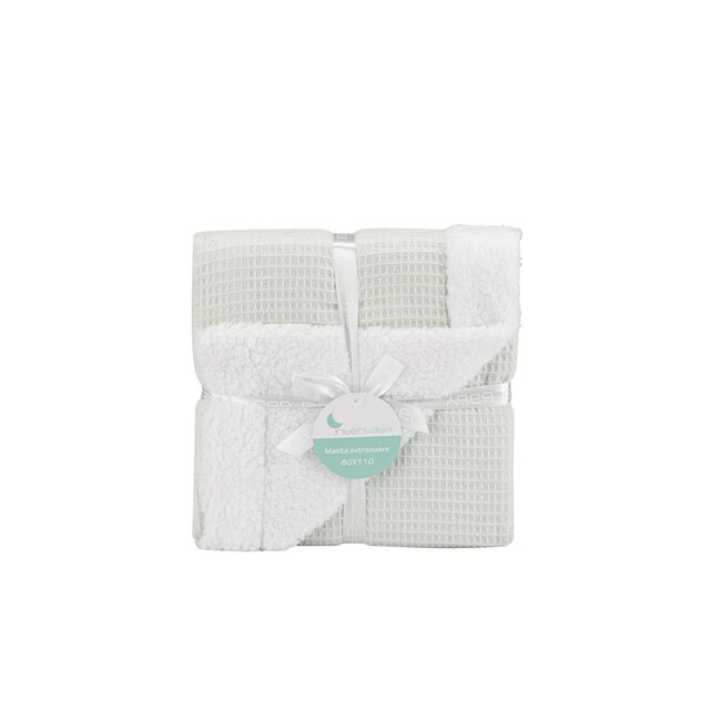 Imagen 0 de Manta Interbaby nido de abeja con borreguillo menta