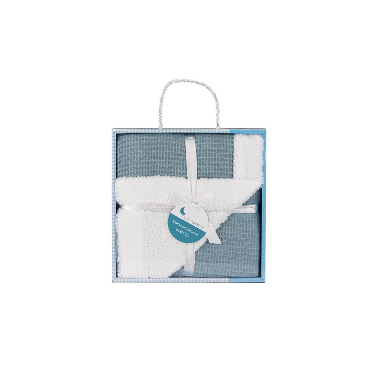 Manta Interbaby nido de abeja con borreguillo petróleo Gris-2