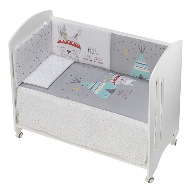 Imagen 0 de Cuna Interbaby Lovely Premium con edredón y protector tipi oso gris