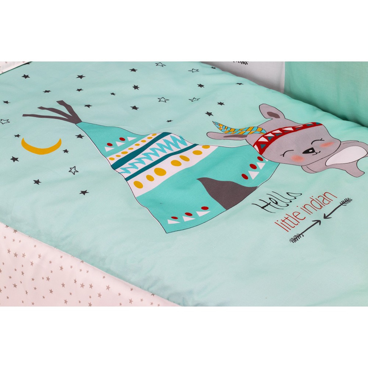 Cuna Interbaby Lovely Premium con edredón y protector tipi oso gris Gris-2