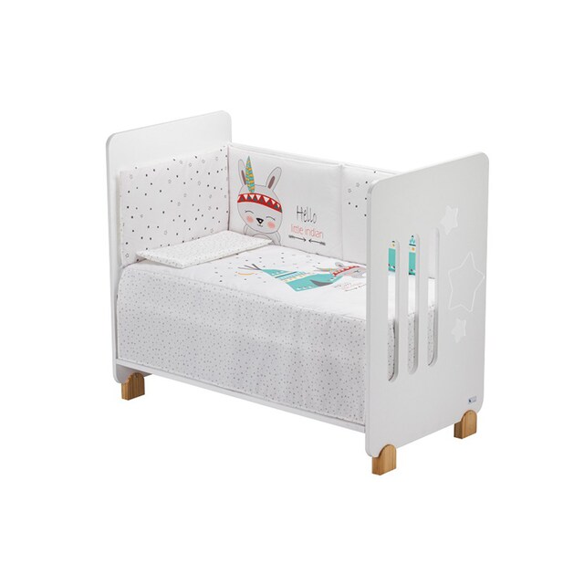 Imagen 0 de Cuna Interbaby Star Nature + edredrón + protector tipi oso blanco