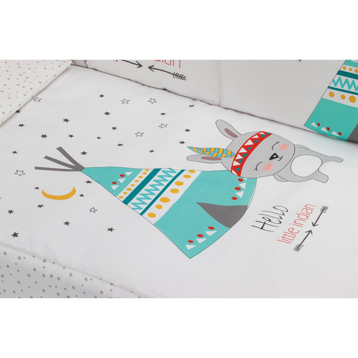 Cuna Interbaby Star Nature + edredrón + protector tipi oso blanco Blanco-4