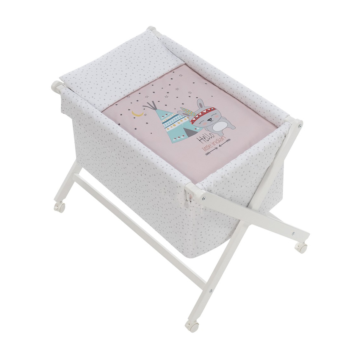 Minicuna Interbaby con textil tipi oso rosa Rosa-1