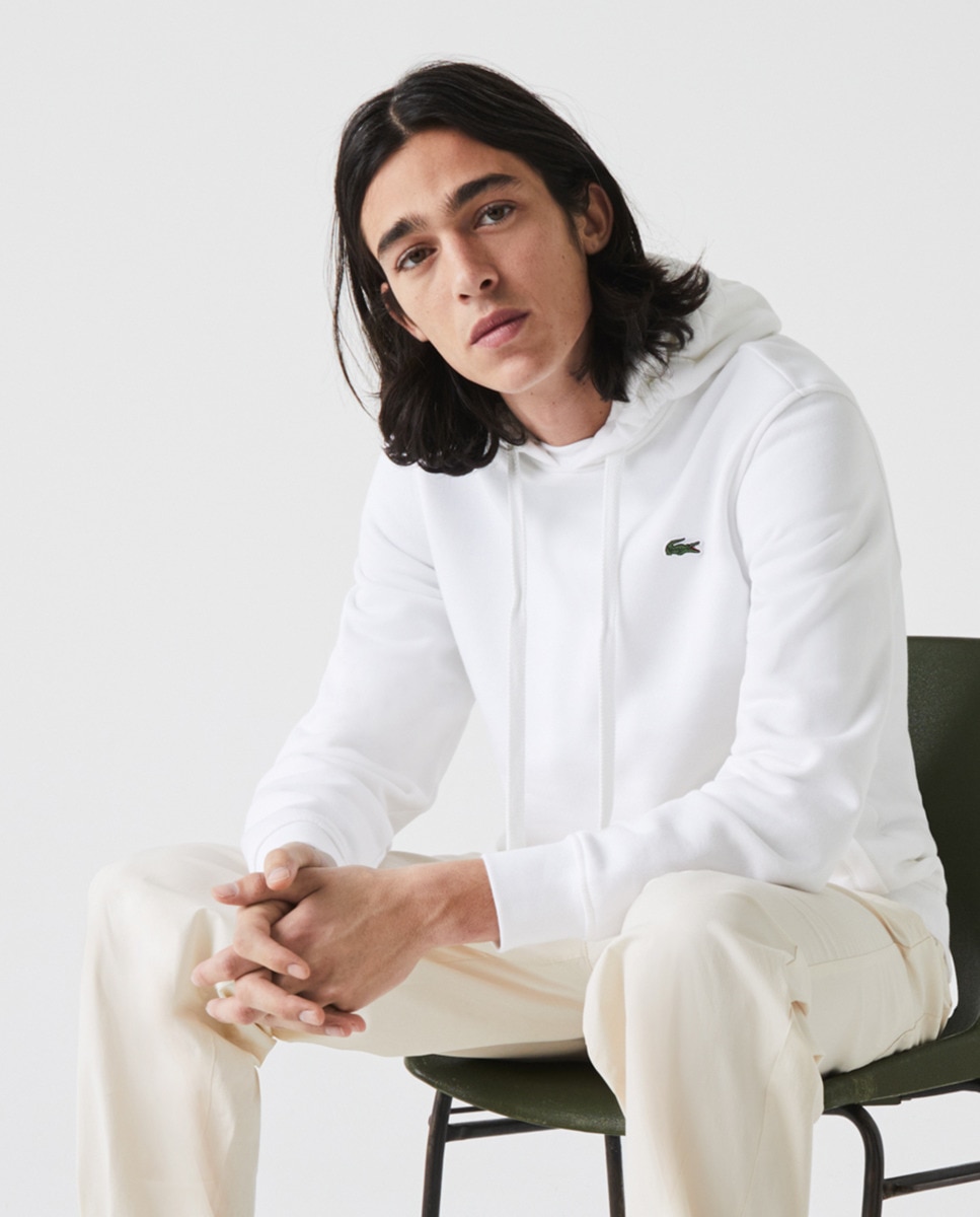 Lacoste  Herren Sport Fleece-Sweatshirt mit Kapuze - Weiß Size L