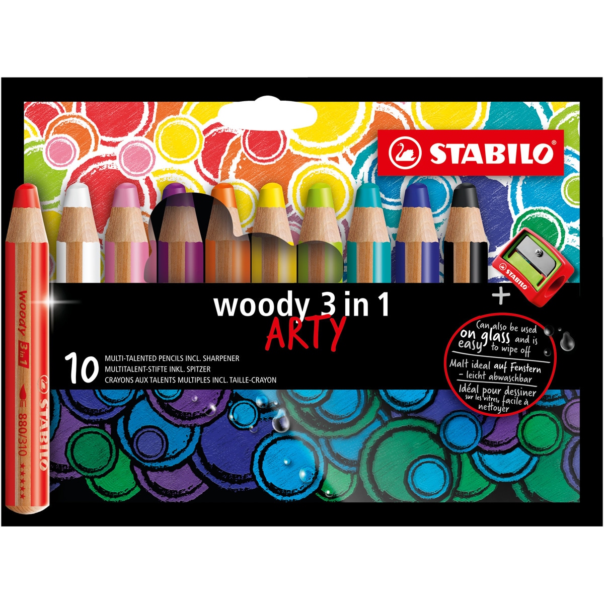 Imagen 0 de Pack ARTY de 10 Lápices de Color Multitalento + Sacapuntas woody 3 en 1 STABILO Multicolor