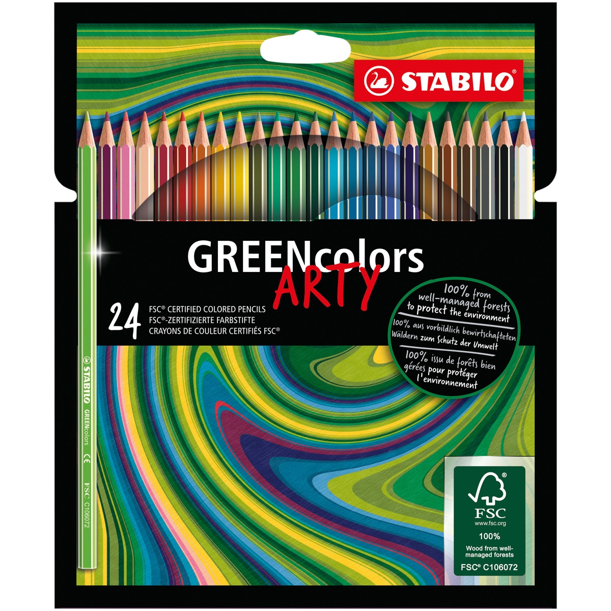 Pack ARTY de 24 Lápices de Color con Certificado FSC GREENcolors STABILO Multicolor Multicolor-1