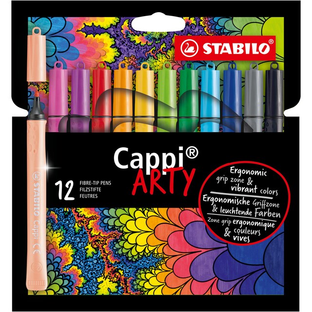 Imagen 0 de Estuche ARTY de 12 Rotuladores con Anilla en el Tapón Cappi STABILO Multicolor