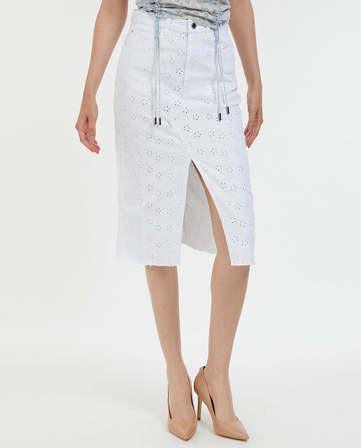 Falda mujer midi vaquera bordada · Guess · El Corte Inglés