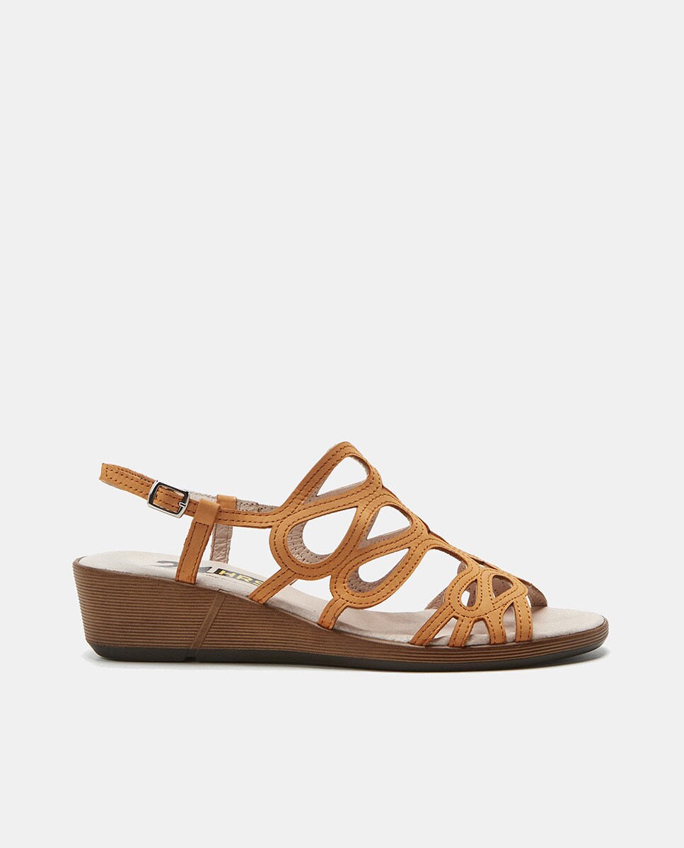 Sandalias de cuña de mujer en piel de color naranja · 24HRS · El Corte  Inglés