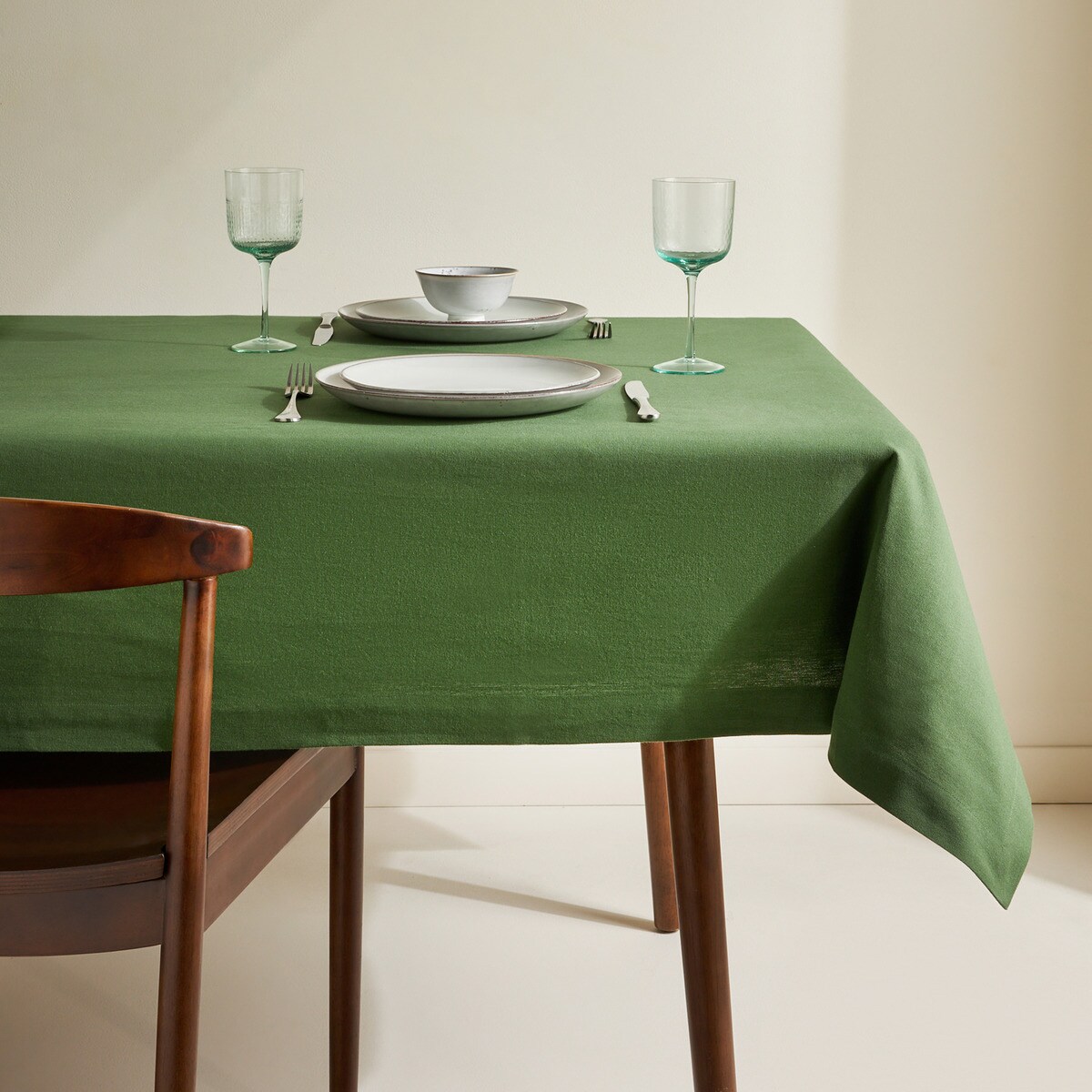 Toalha de mesa em algodão Invit Verde-1