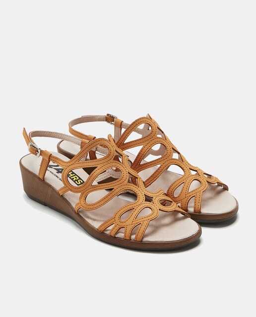 Sandalias de cuña de mujer en piel de color naranja · 24HRS · El Corte  Inglés