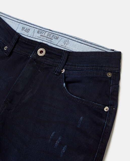 Bermuda Knit denim de hombre stretch en color azul lisa · Easy Wear · El  Corte Inglés