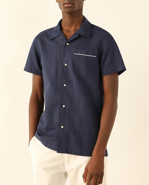 Imagen 0 de Camisa de hombre regular lisa azul marino