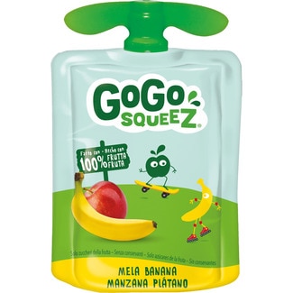 puré de manzana y plátano 100% fruta envase 90 g con zumo de manzana y limón a partir de concentrado - Gogo Squeez