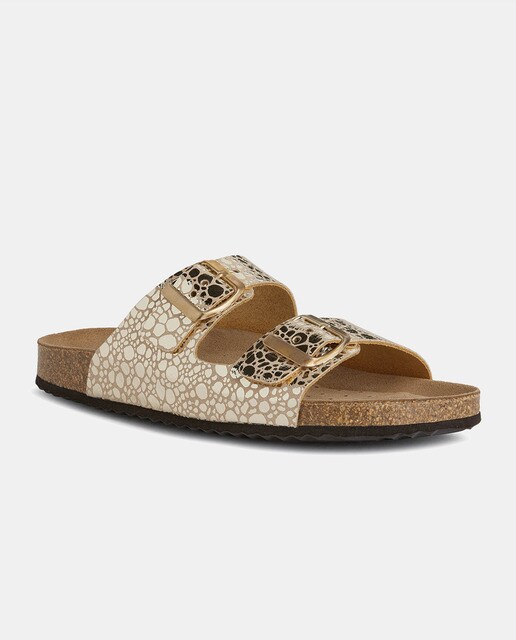 Sandalias planas de mujer en piel de color oro · Geox · El Corte Inglés