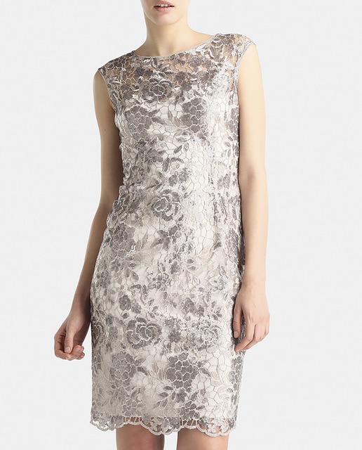 Imagen 0 de Vestido de crochet de mujer Adrianna Papell en beige