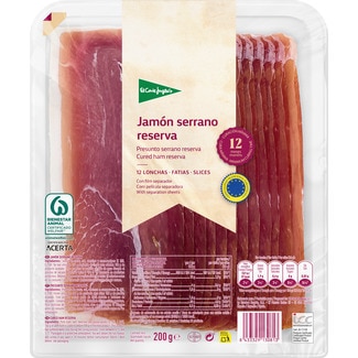 jamón serrano Reserva ETG en lonchas envase 200 g curación mínima 12 meses - El Corte Ingles