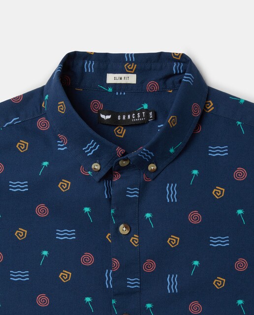 Camisa Oxford de hombre regular estampada azul marino · Green Coast · El  Corte Inglés