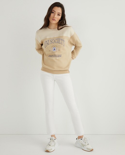 Sudadera de mujer bicolor con dibujo frontal · Only · El Corte Inglés