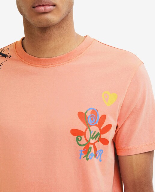 Camiseta de hombre de manga corta con flores y mensajes · Desigual · El Corte  Inglés