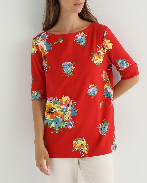 Imagen 0 de Camiseta de mujer talla grande de manga francesa y cuello barco