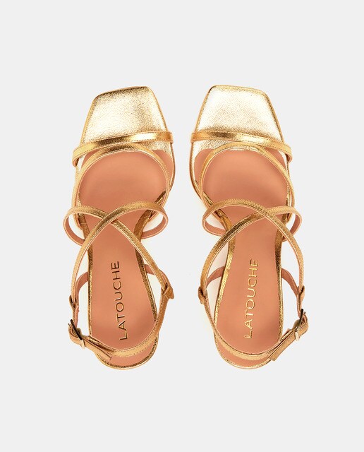 Sandalias de tacón de mujer en piel de color oro · Latouche · El Corte  Inglés