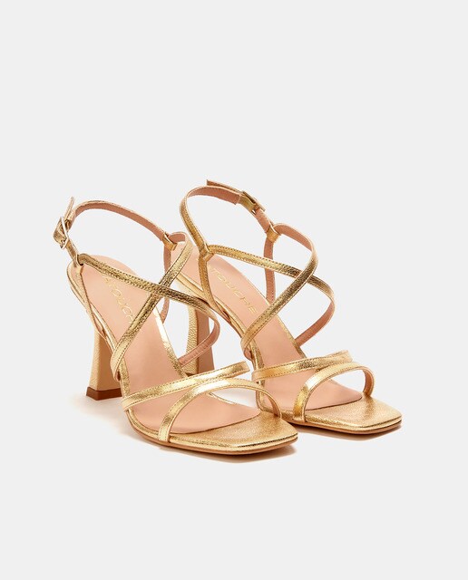 Sandalias de tacón de mujer en piel de color oro · Latouche · El Corte  Inglés