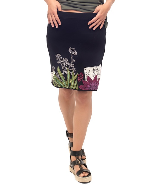 Imagen 0 de Falda recta con bordado en el delantero