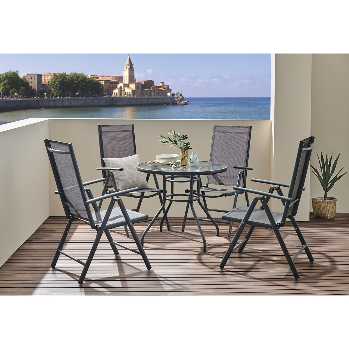 Colección de comedor de jardín con mesa redonda Ferrol y sillones Agadir Basics El Corte Inglés 2