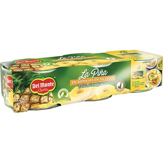 piña en rodajas en su jugo pack 3 latas 140 g neto escurrido - Del Monte